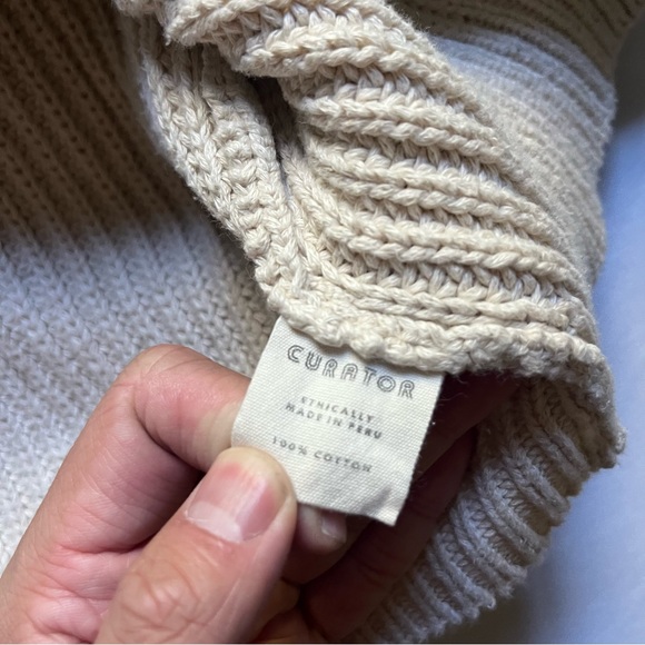 CURATOR SF oversized cream chunky knit crew neck raglan pullover sweater - Picture 5 of 5